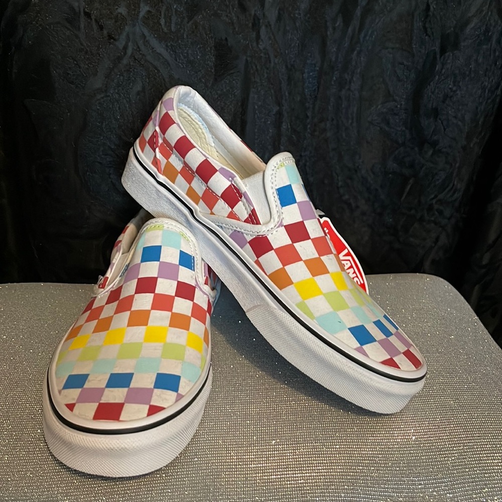 Rainbow checker vans